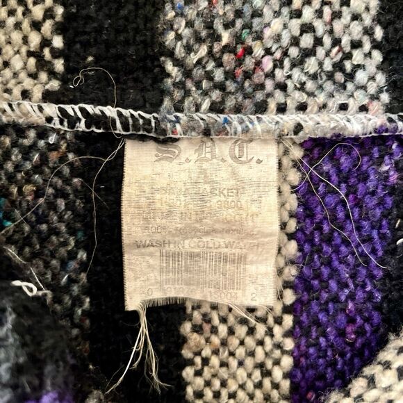 Vtg Baja Jacket L SDC Purple Striped Pullover Drug Rug Hoodie Skater Surfer Y2K - Picture 3 of 8